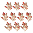 10 Pieces Gold Alloy Leaves Crystal Flatback Buttons Jewelry Making Findings 32mm