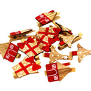 12 Pieces Xmas Tree Design Mini Wooden Craft Pegs Paper Photo Christmas Cards Holder Spring Clips Christmas Ornaments Red 48mm