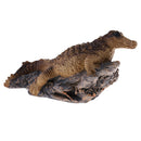 Realistic Mini Resin Crocodile Sculpture Statue with Stand for Home Office Desk Decoration Ornamen