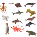 Plastic PVC Marine Animals Model Kids Toy 12pcs Multi-color