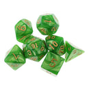 7PCS Polyhedral Dice 16mm D20 D12 D10 D8 D6 D4 for Dungeons & Dragons Board Games Yellow Green