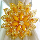 Fashionable Rhinestone Charms Flower Curtain Hook Tie Back Holdback Panel Broach Buckle for Home Hotel Bedroom Curtains Gold
