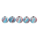 Pack of 5PCS Two-Tone Color Silver Foil Round Glass Loose Beads For Jewelry Necklace Bracelet DIY Making 12mm Lake Blue