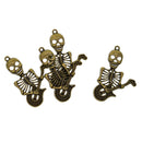 Pack of 4 Antique Bronze Skull Skeleton with Guitar Pendant DIY Jewelry Findings Making Craft Kits