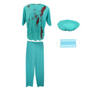 Bloody Zombie Doctor Halloween Party Adult Fancy Dress Mens Costume Green