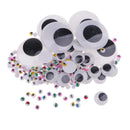 Coloured Wiggle Googly Wiggly Google Eyes with Eyelashes & White Black Wiggle Googly Eyes 306 Assorted Sizes and Colours - 7mm 10mm 50mm