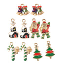 10 Pieces Enamel Rhinestone Christmas Charms Set Mixed Pendants Beads for Crafting, Jewelry Findings Making Accessory For DIY Necklace Bracelet