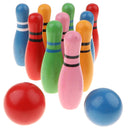 Kids Wooden Bowling Set With 10 Pins & 2 Bowling Balls for Indoor Bowling Sport Game Toy Xmas Gifts