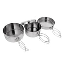 4 Pieces Stainless Steel Folding Lightweight Outdoor Tableware Backpacking Camping Picnic Cookware Cook Set