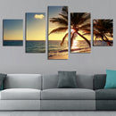 1 Set of 5PCS Assorted Size Canvas Art Wall Painting Coconut Tree Print Charms Home Cafe Hotel Wall Decor Painting 30/40/50cm