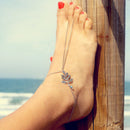 Women Charm Leaf Chain Anklet Bracelet Barefoot Sandal Foot Jewelry Antique Silver