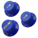 3Pcs Electric Guitar Control Knobs Volume & Tone for Strat SQ Guitar Accessory Dark Blue
