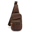Mens Vintage Canvas Leather Backpack Shoulder Chest Sling Satchel Bag Coffee
