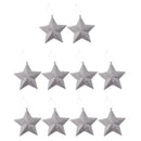 Glitter Star Shape Christmas Tree Hanging Charms Home Decor Ornaments Silver Pack Of 10PCS
