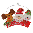 Wooden Fabric Santa Snowman Reindeer Christmas Hanger Decoration Ornaments