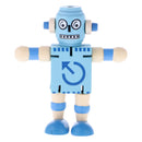 Mini Wooden Walnut Joint Robot Toy Kids Gift Toy Walnut People Decor Light Blue