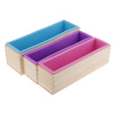 3 Pieces Rectangle Flexible Silicone Soap Loaf Mold with Wooden Box DIY Chocolate Cake Bread Mould for Soap Making Craft Tools 900ml/1200ml