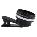 Universal 2 in1 Clip-on Optical Glass No Distortion HD 2X Wide-angle Lens for Mobile Phone Silver+Black