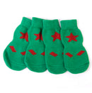 Waterproof Skid Free Anti-Slip Paw Protector Cotton Dog Socks Pet Supplies Green L PACK OF 4PCS