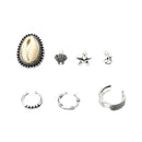 7pcs/set Bohemian Ear Cuffs Shell Anchor Stud Earrings Punk Rock Steampunk Women