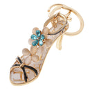 Opal Crystal High-heeled Shoes Crystal Keyring Keychain Purse Bag Key Chain Ring Blue