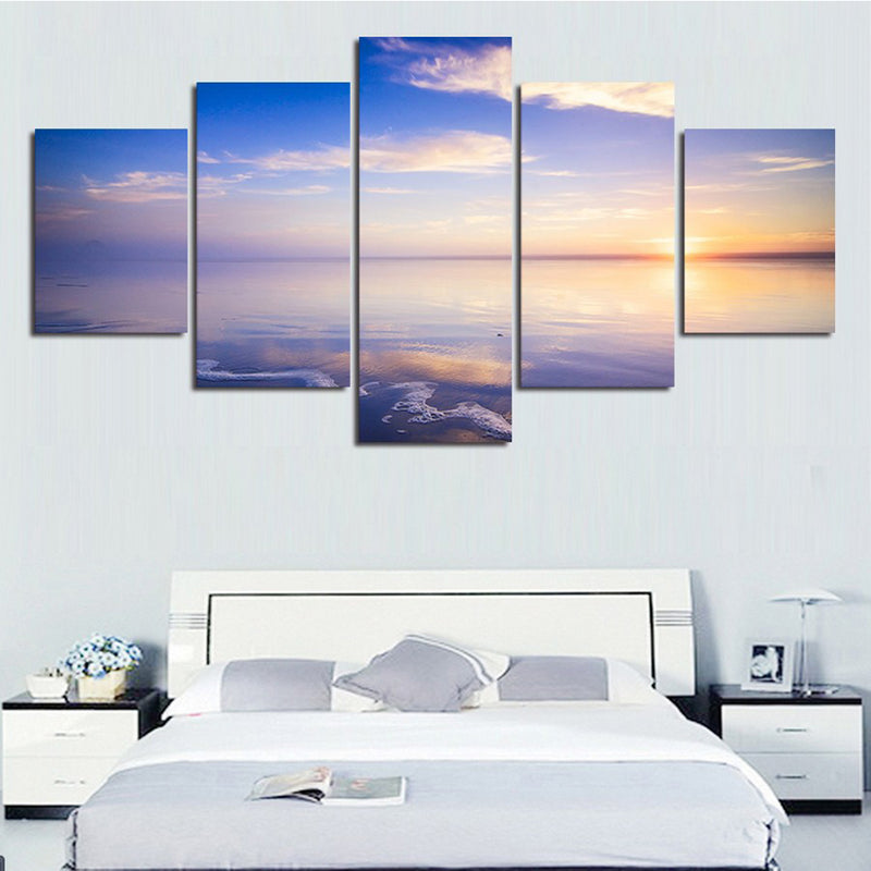 1 Set of 5PCS Canvas Painting for Home Bedroom Cafe Hotel Room Wall Art Wall Decor Paintings Seaside View Print Charms 30/40/50cm
