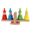 Clown Stacking Rings Wooden Tower Baby Kids Stack Up Balance Toy Fun Play