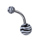 Zebra Pattern Fashionable Navel Ring Croptop Swimwear Belly Dance Accessory White And Black