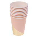 8pcs Pink Paper Cups Gold Stripe Disposable Birthday BBQ Party Favors Tableware Events Catering