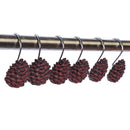 12-Piece Resin Pine Cone Design Curtain Ring Hooks Hangers for Shower,Window,Door Curtains Decoration