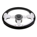 Premium Black Aluminum Alloy Marine Yacht Boat Steering Wheel 3 Spoke 340mm with Hub