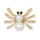 Lovely Handmade Pearl Spider Black Eye Rhinestone Brooch Pin Insect Jewelry
