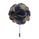 Handmade Classic Fabric Men Boutonniere Tuxedo Brooch Pin Lapel Flower Grey + Khaki
