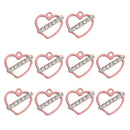 10 Pieces Pink Heart Shape Alloy Rhinestone Pendant Charms DIY Jewelry Findings