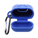 Silicone Wireless Earphone Case Strap Accessories, Silicone Protective Cover + Key Ring Clasp Set for Apple Airpods Blue