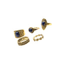 5 Pieces/Set Antique Gold Boho Fashion Gemstone Midi Finger Knuckle Rings