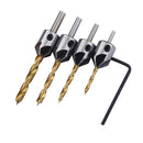 4Pieces Countersink Drill Bit Set Reamer 3mm-6mm Woodworking Chamfer + Hex Shank