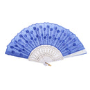 Wedding Spanish Style Dance Party Lace Silk Folding Hand Held Flower Fan Sapphire