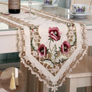 Home Table Cafe Restaurant Dining Table Runner Embroidered Floral Pattern Charms With Tassel Cutwork Decor 40cmx176cm Pink