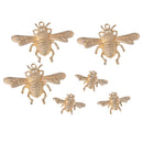 6 Pieces Gold Plated Metal Bee Charms Alloy Flatback Craft Sewing Buttons for Garment Bags Shoes Applique Decorations DIY Scrapbooking Embellishment, 2.8 x 2.0 cm - 5.6 x 4.0cm