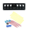 6-Gang Rocker Switch Panel Circuit Breaker + Blue LED Voltmeter RV Car Marine Boats