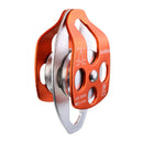 Rock Climbing Double Aluminum Side Swing Pulley Orange 32KN