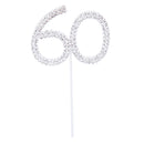 Crystal Rhinestone 60th Anniversary Cake Topper Party Birthday Favors Cake Decorating DIY Photo Props Silver