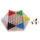 Wooden Traditional Hexagon Chinese Checkers Family Game Chessboard Game Set