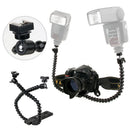 Flexible Arm Dual Clamp Hot Shoe Flash Bracket Holder For Canon Nikon Camera