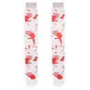 Halloween Carnival Bloody Hand Print Stain Thigh High Stockings Hold Up Suit Fancy Dress
