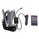 4 In 1 Car 9LED Remote Music Voice Control Colorful RGB Floor Atmosphere Light