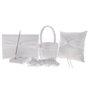 5pcs /Set Satin Bow Ring Pillow Basket Pen Set Guest Book Garter for Wedding