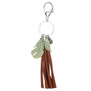 Fashionable Metal Leaf Turquoise Tassels Charms Pendant Key Ring Keychain Keyfob Phone Handbag Car Hanging Charms Brown