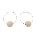 Simple Style Women Girls Wood Bead Hook Earrings DIY Jewelry